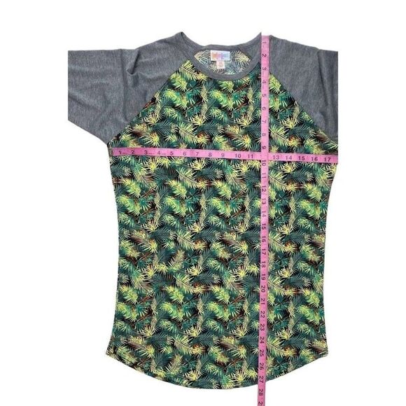 LuLaRoe Randy Gray Green Palm Leaf Tropical 3/4‎ Raglan Sleeve Sz XS NEW - Picture 3 of 8